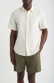 Nordstrom Duo Gauze Short Sleeve Cotton Button-Up Shirt
