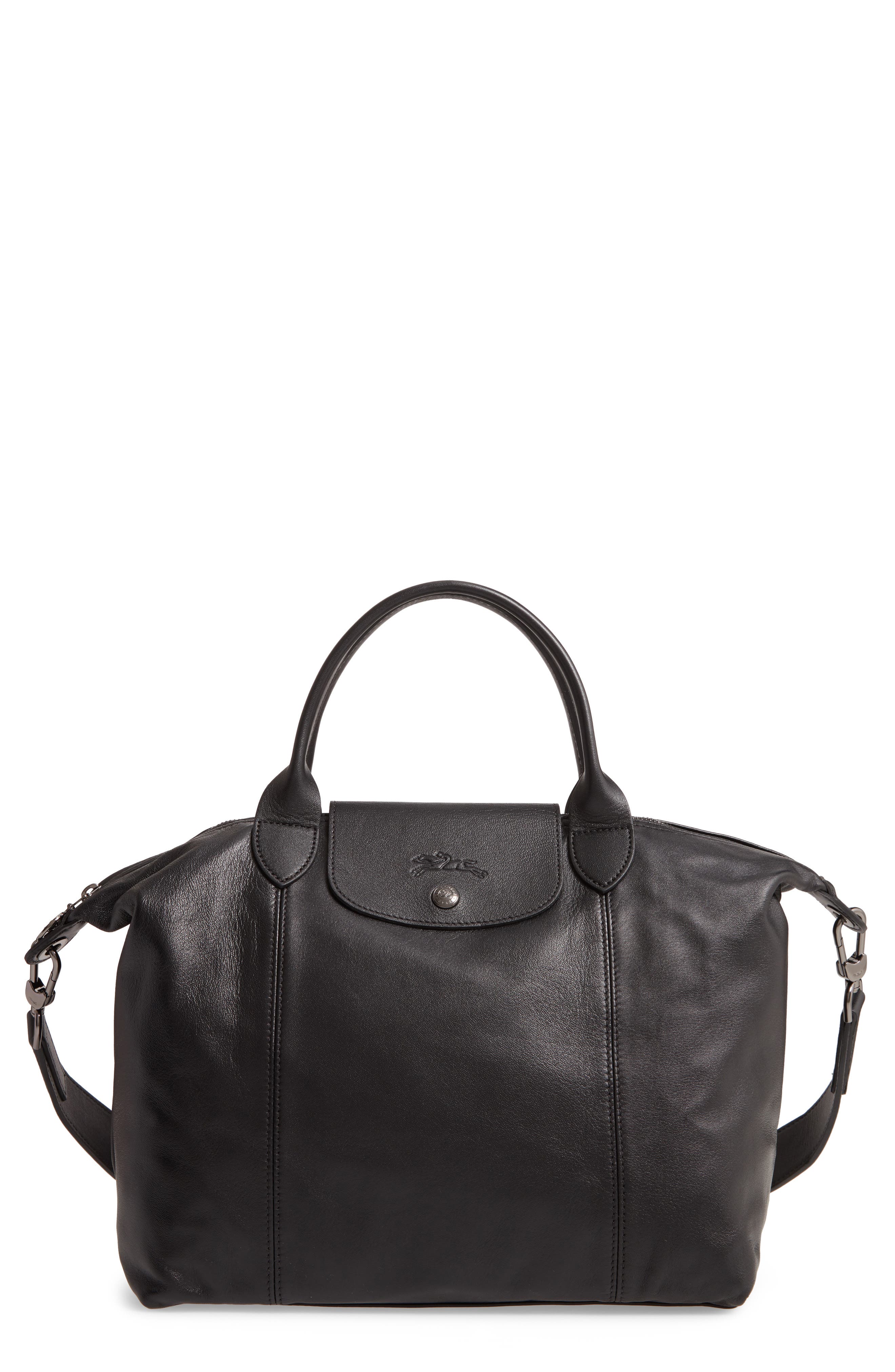 Longchamp Medium Le Pliage Cuir Leather Top Handle Tote, Main, color, 