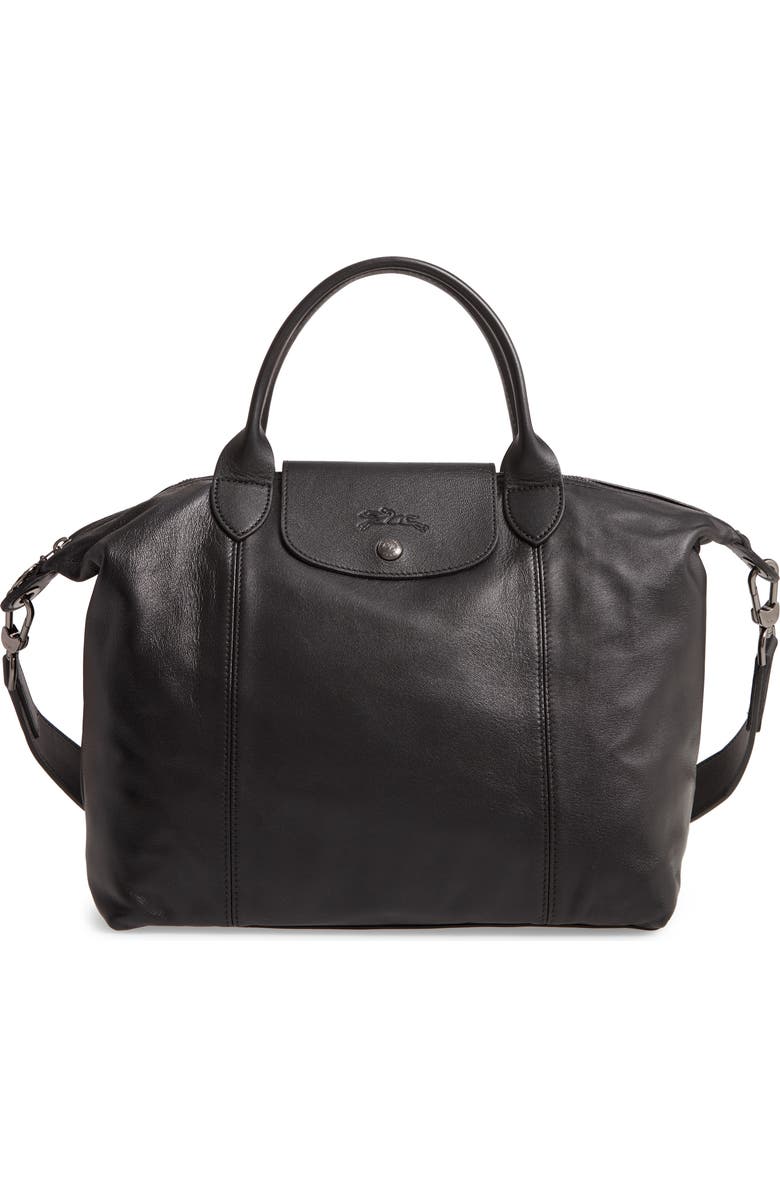 Longchamp Medium Le Pliage Cuir Leather Top Handle Tote, Main, color,