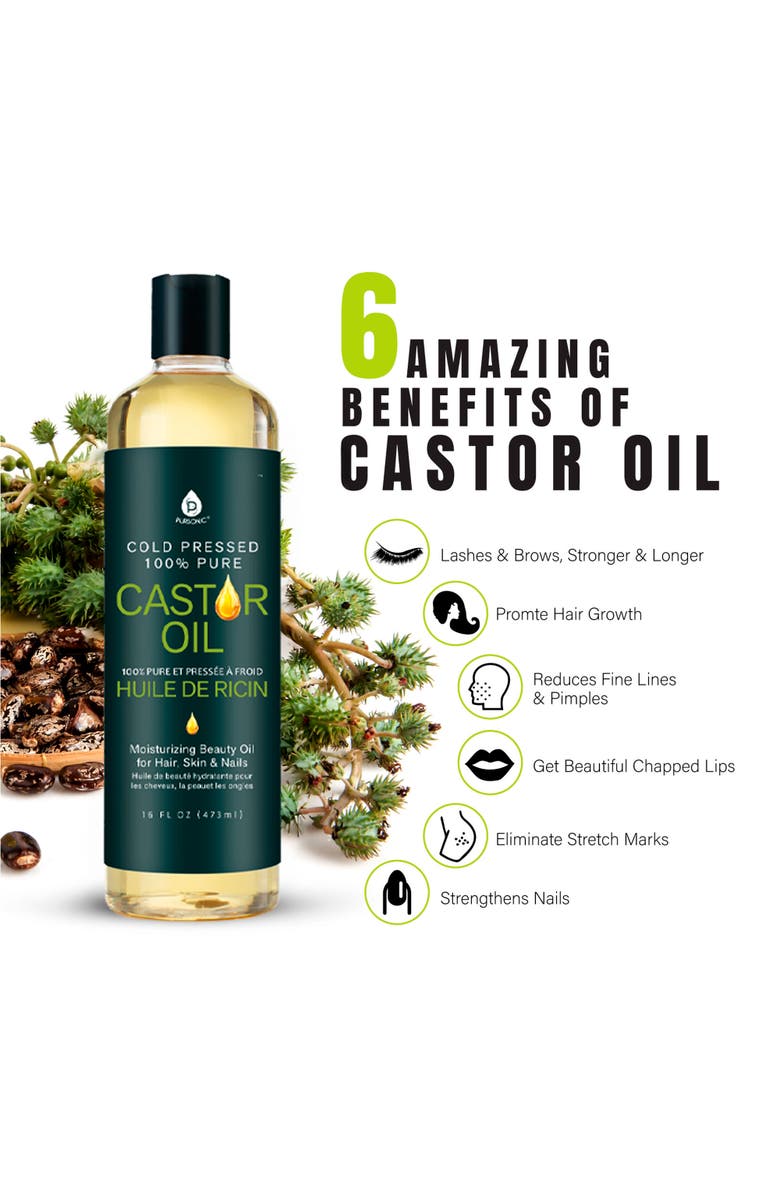 PURSONIC The Ultimate Hair & Beauty Wellness Bundle LED Therapy Brush, Castor Oil, & Sweet Almond Oil, Alternate, color, Multicolor