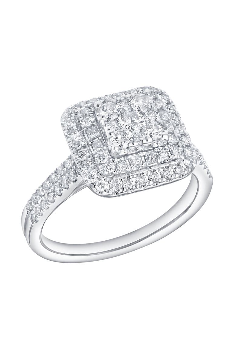 Caelisse 1.25 Ct 14K Gold Cushion Halo Diamond Ring, Alternate, color, 14K White Gold