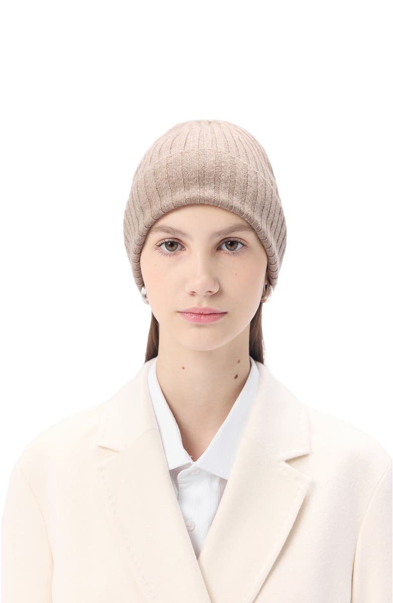 GOBI Mongolian Cashmere Cashmere Rib Knit Hat, Alternate, color, Taupe