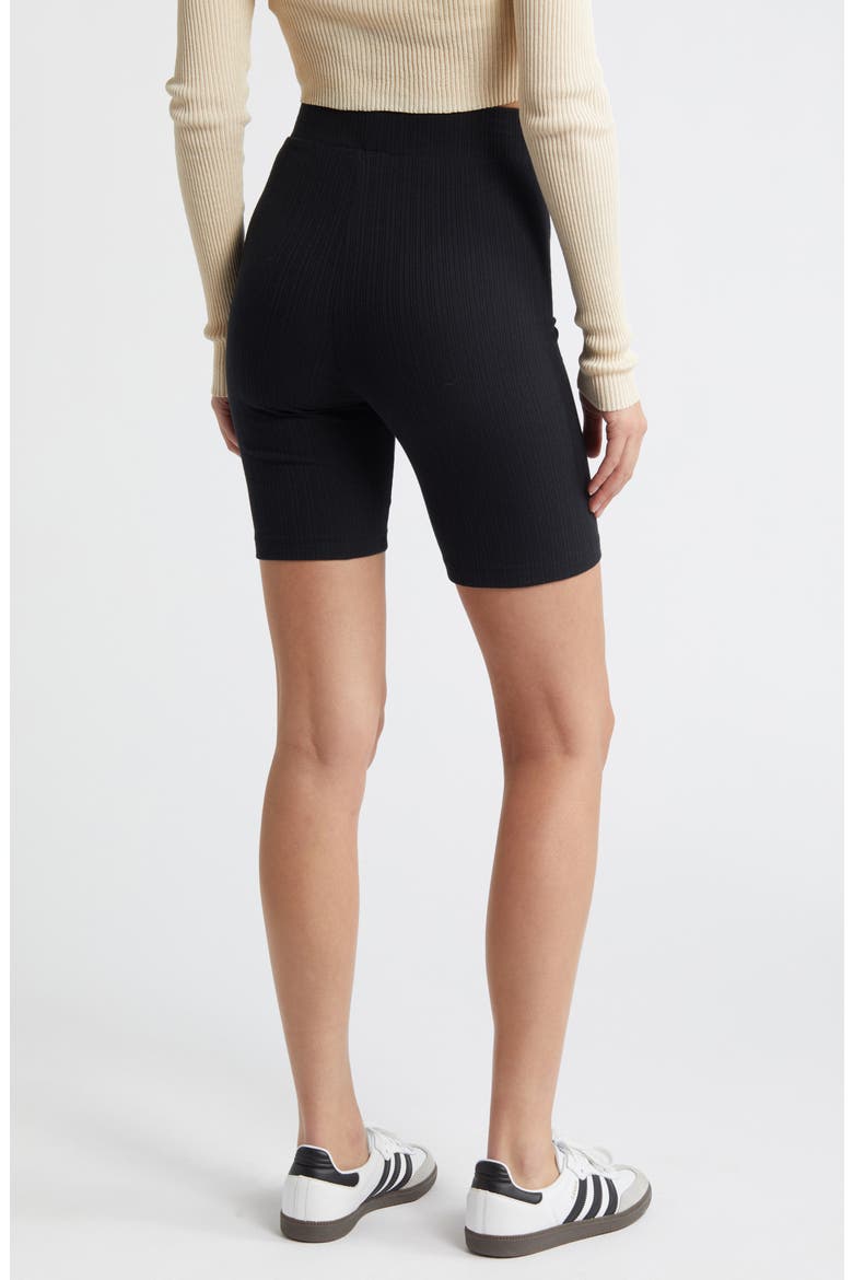 Mae Rib High Waist Bike Shorts, Alternate, color, BLACK