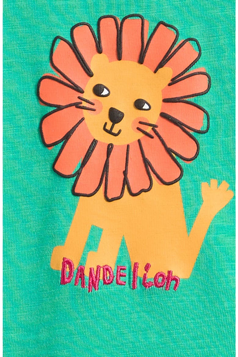 Lion Cotton T-Shirt & Stripe Shorts Set, Alternate, color, GREEN