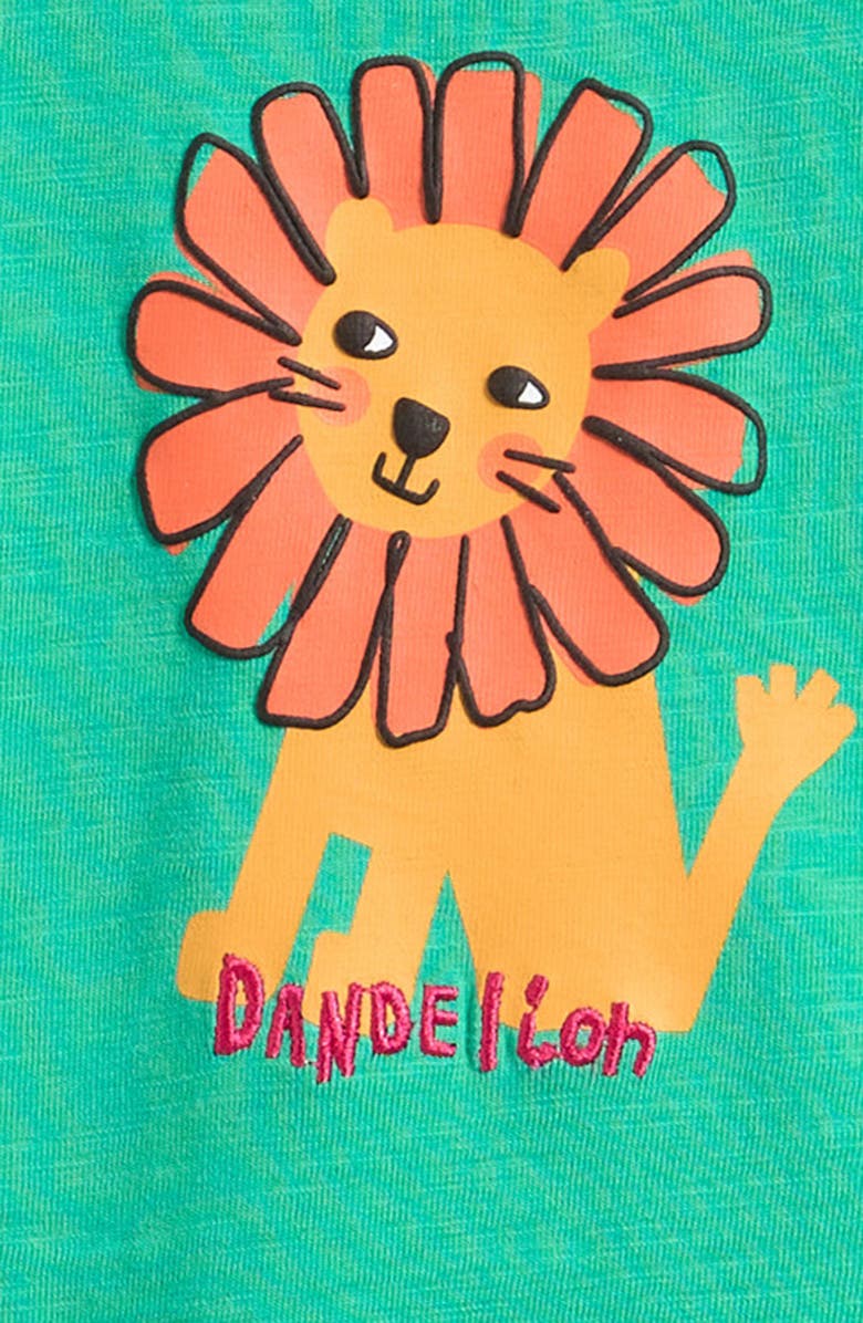 NEXT Lion Cotton T-Shirt & Stripe Shorts Set, Alternate, color, Green