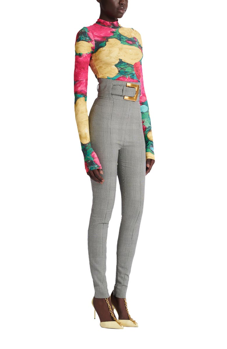 Balmain Stretch trousers in Prince of Wales jacquard, Alternate, color,