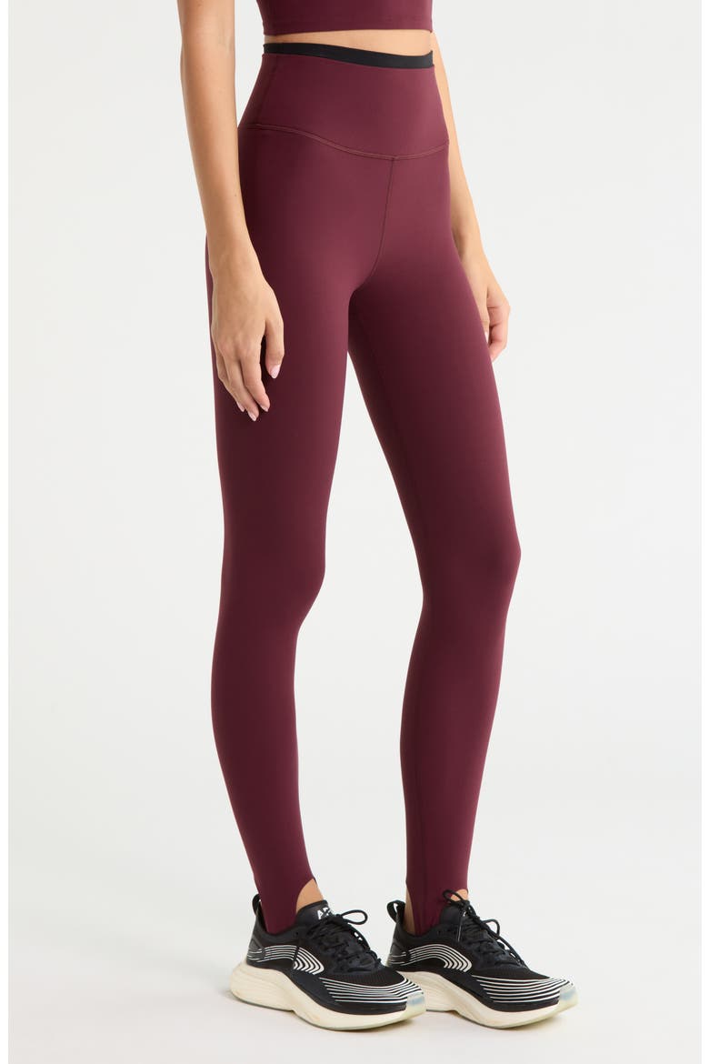 River High Waist Airweight Stirrup Leggings, Alternate, color, DARK CHERRY/ BLACK