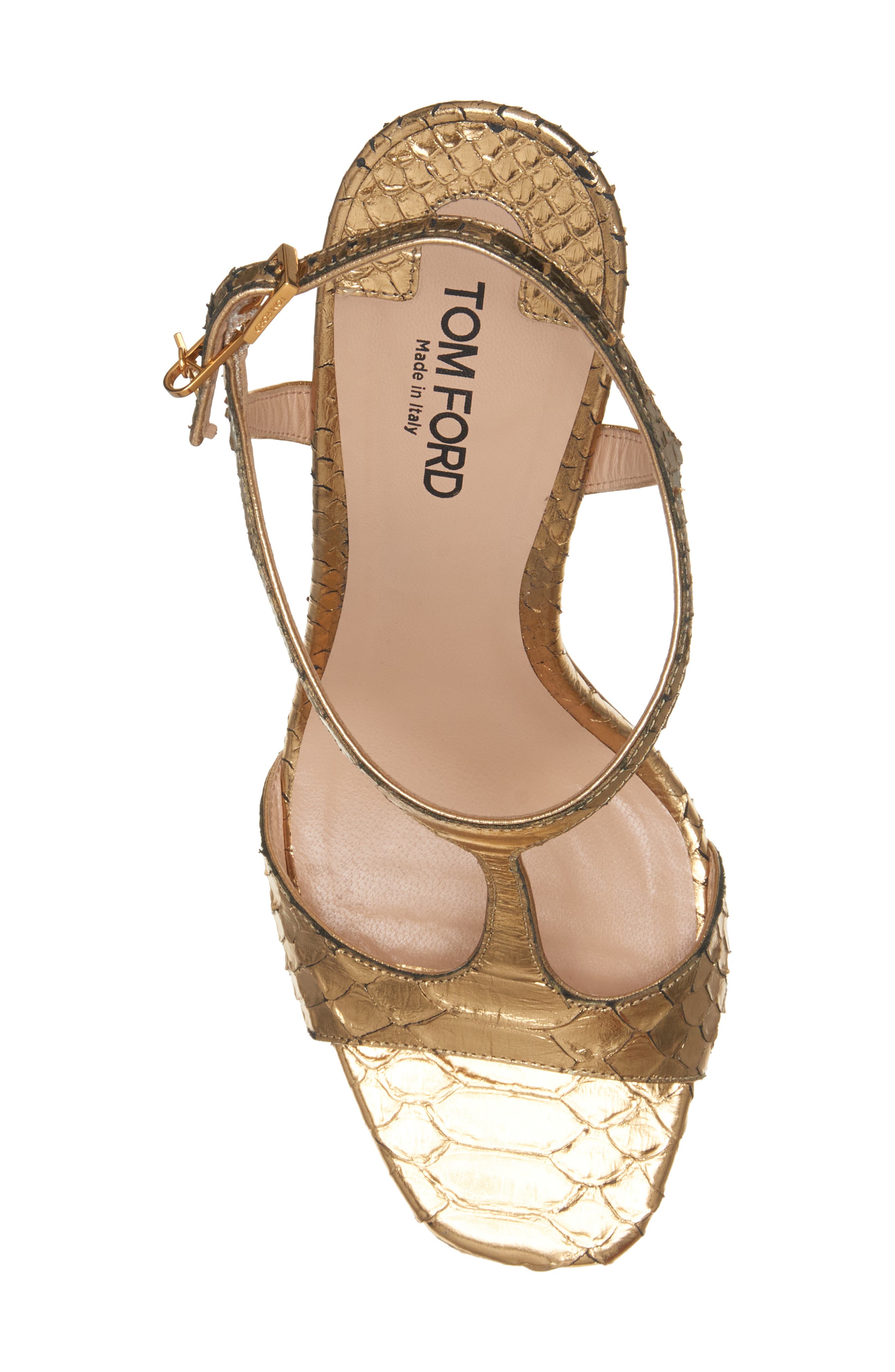 TOM FORD Galaxy Python Embossed T-Strap Sandal, Alternate, color, 
