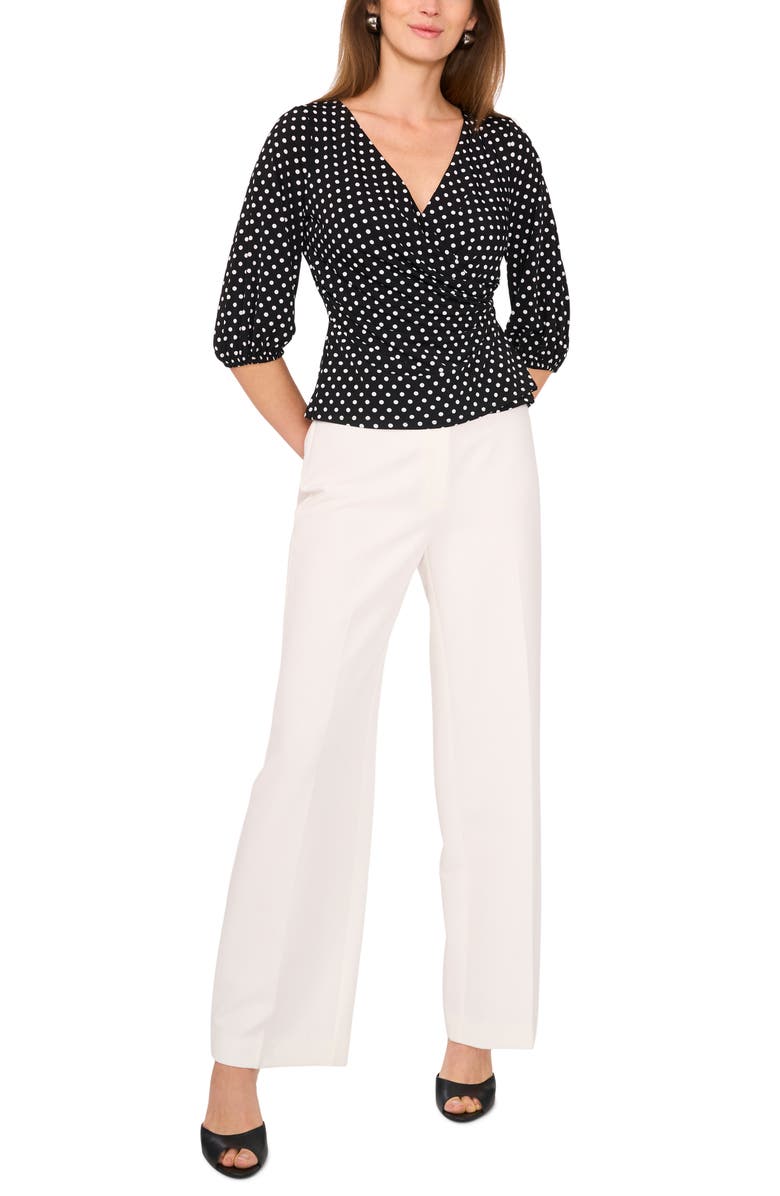 Vince Camuto Ity Wrap Surplice Neck Blouse, Alternate, color, Rich Black