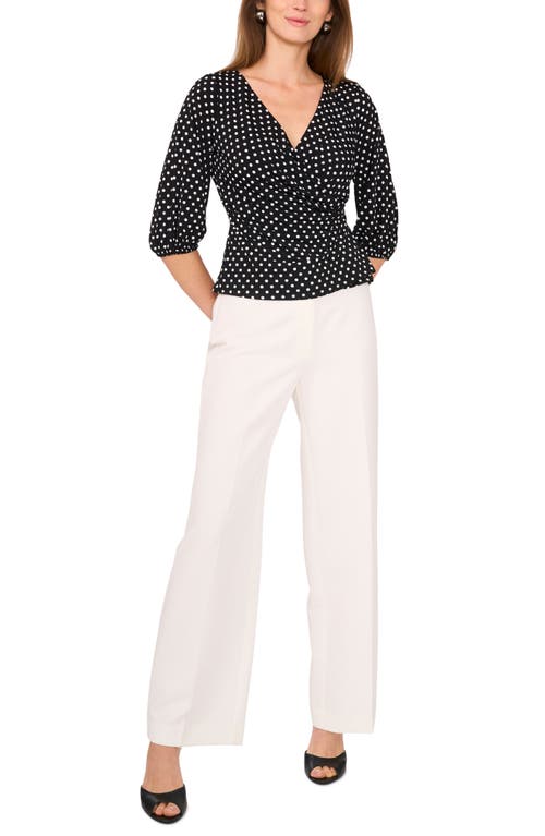 Vince Camuto Ity Wrap Surplice Neck Blouse In Black