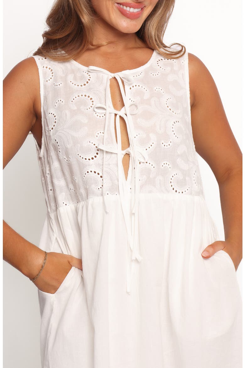 Nyssa Embroidered Sleeveless Cotton Sundress, Alternate, color, WHITE