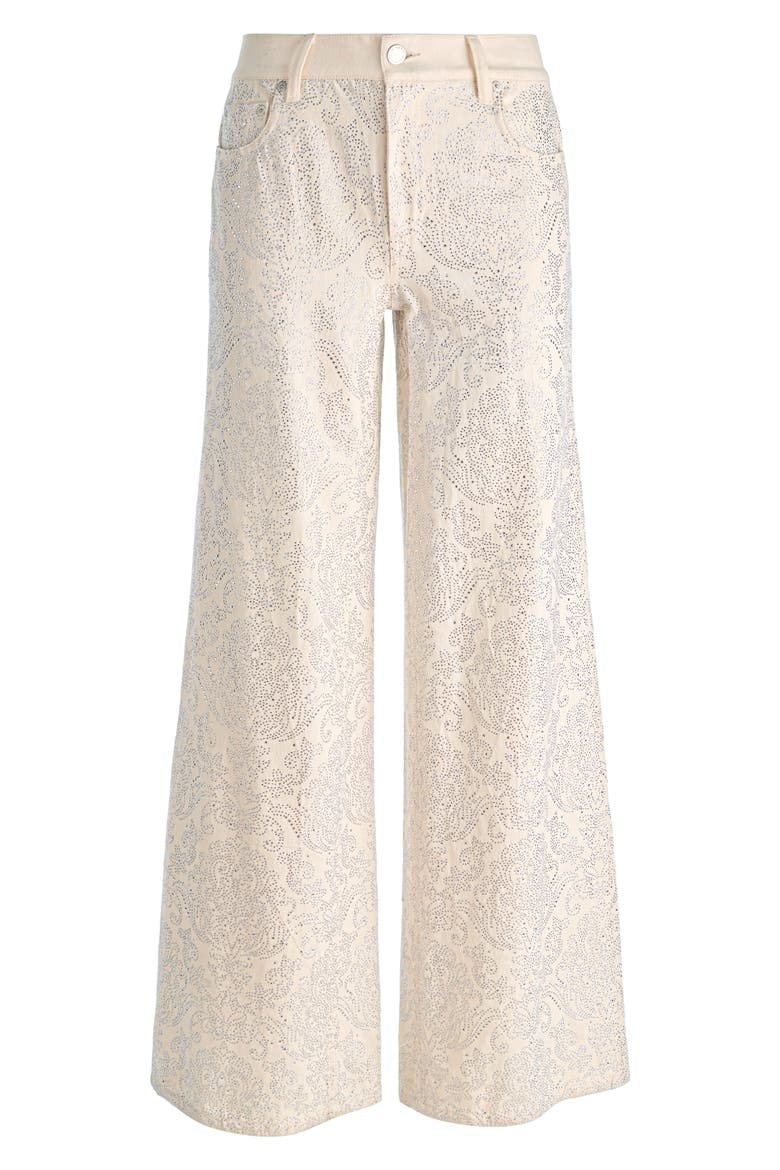 Amazing Stud Embellished Baggy Wide Leg Jeans, Alternate, color, OFF WHITE/ MULTI
