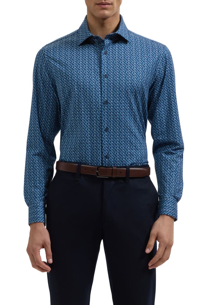 James OoohCotton Print Shirt, Main, color, NAVY