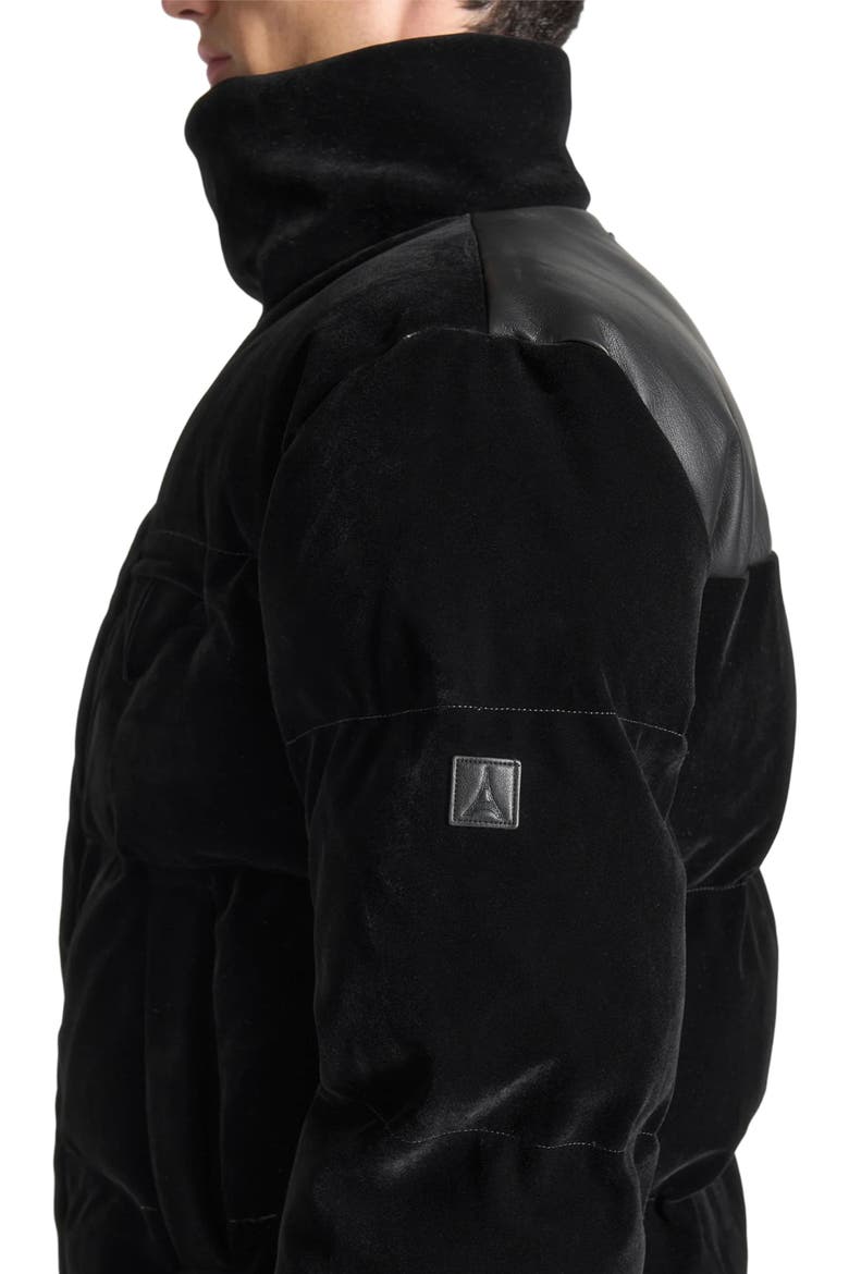 Velvet Puffer Jacket, Alternate, color, Black