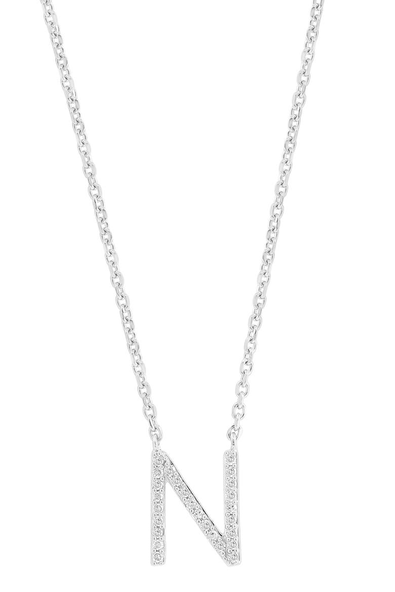 Sterling Silver Diamond 'N' Initial Pendant Necklace, Main, color, SILVER