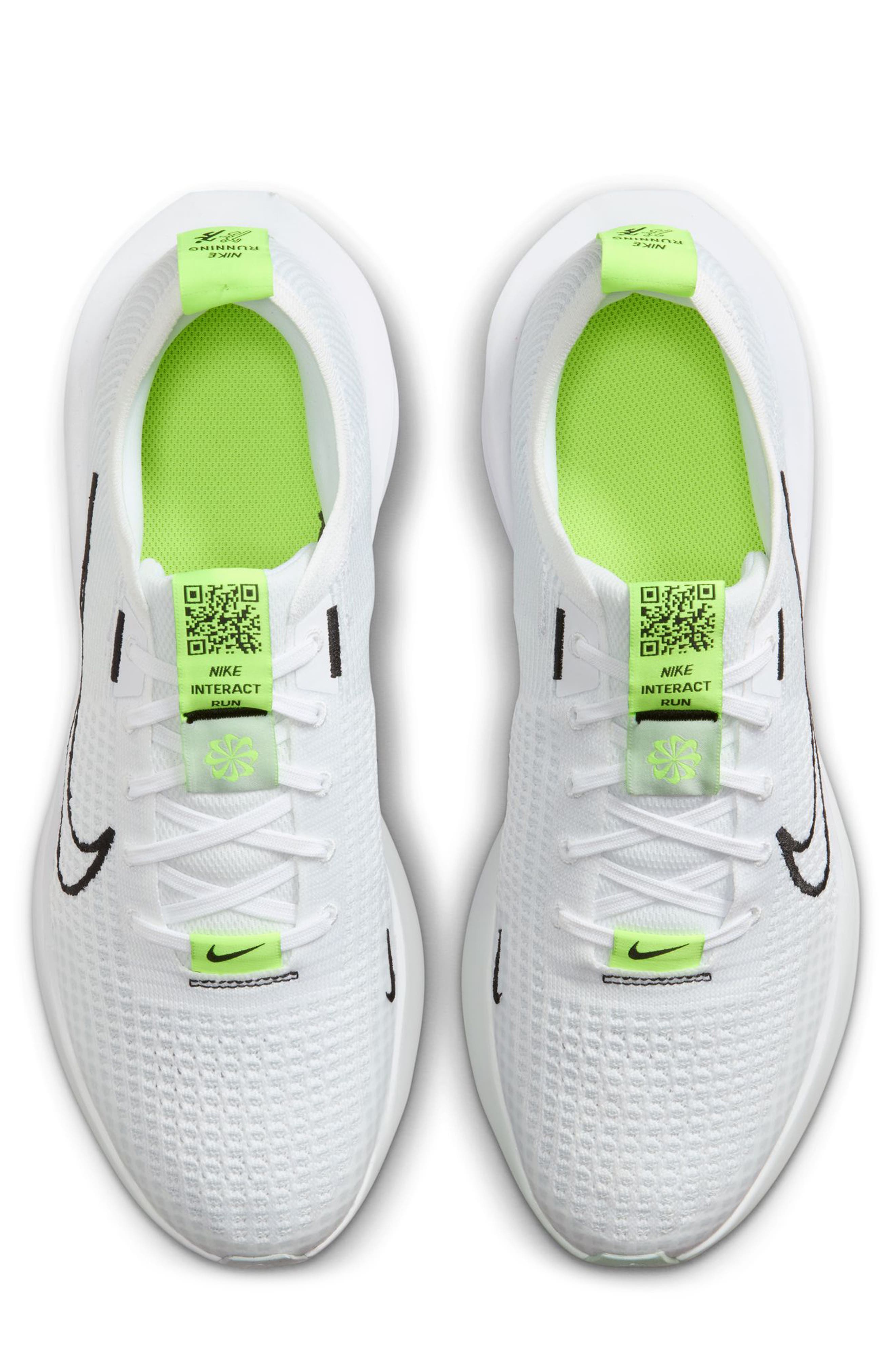 Nike Interact Run Running Sneaker, Alternate, color, White/ Black/ Volt/ Platinum