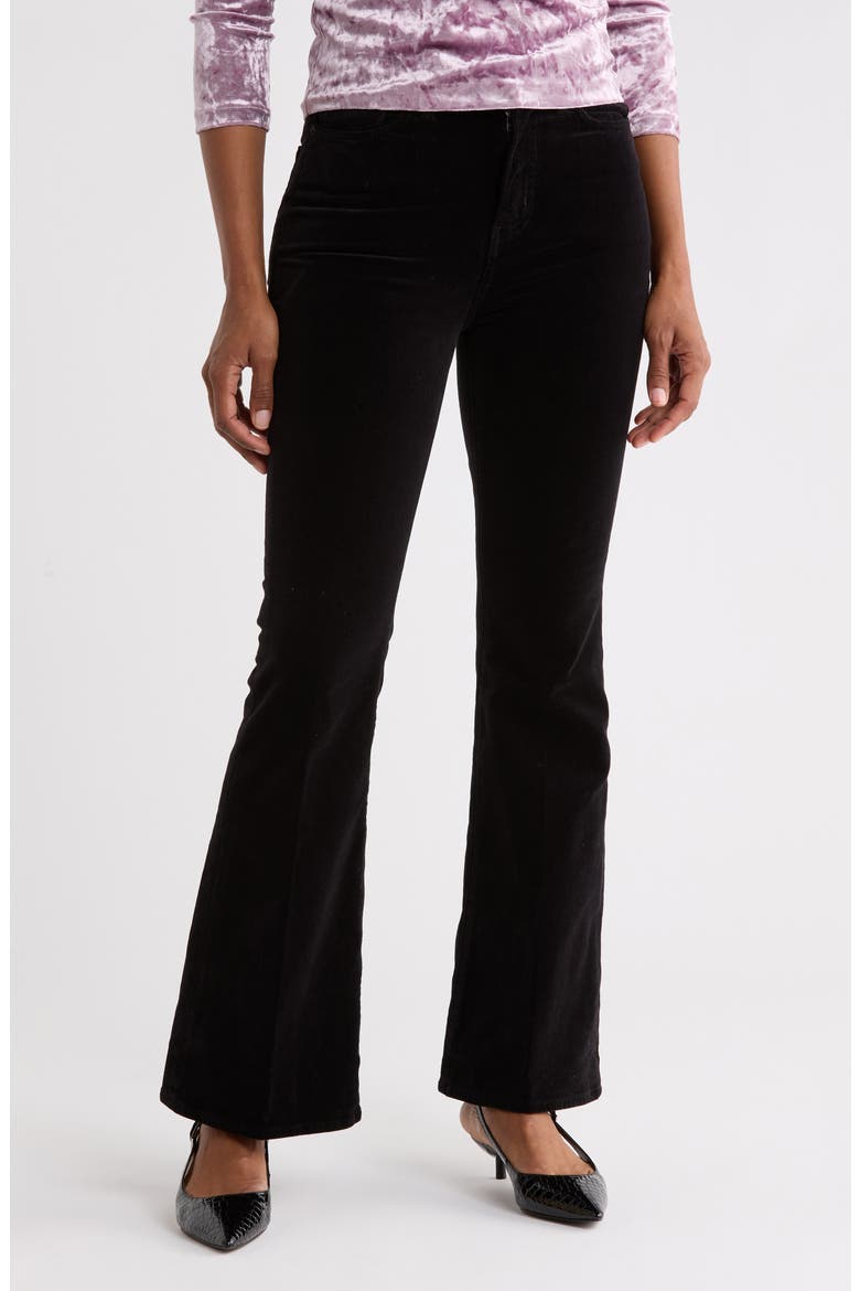 Le Easy High Waist Velvet Flare Pants, Main, color, BLACK VELVET