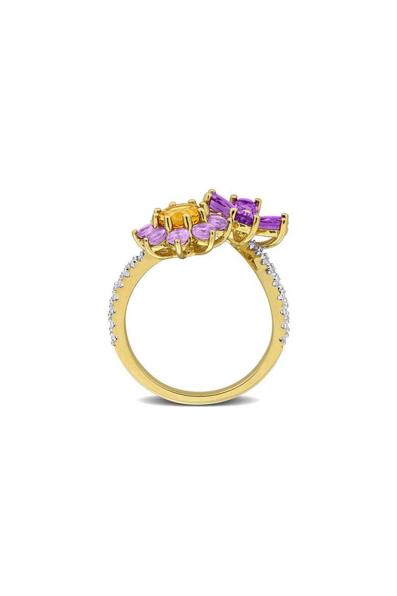 Semiprecious Stone Floral Cluster Ring, Alternate, color, PURPLE MULTI