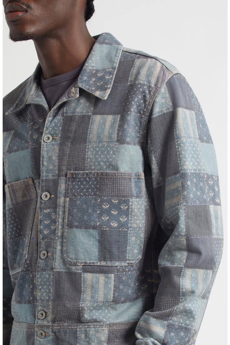 Patchwork Trompe l'Oeil Jersey Chore Jacket, Alternate, color, NAVY/ MULTI