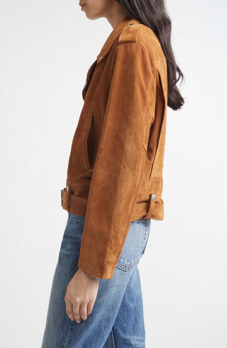 Nili Lotan Evel Suede Biker Jacket, Alternate, color, Martora