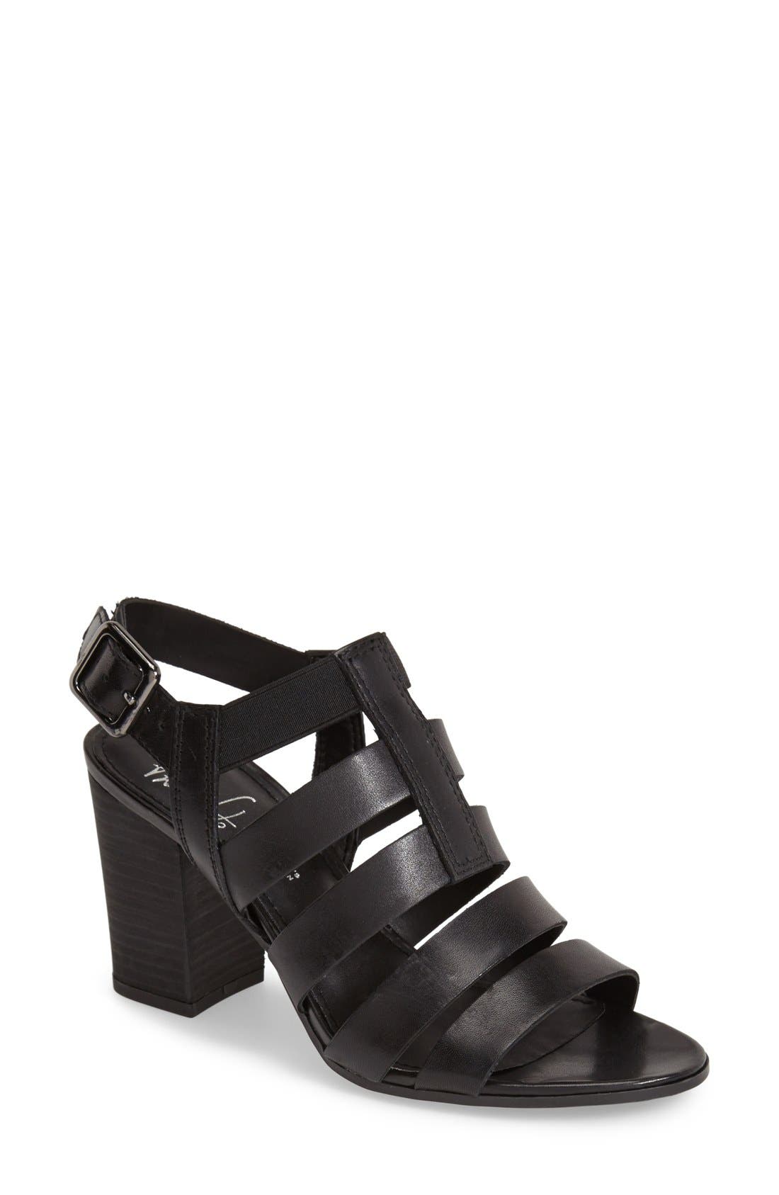 'Montage' Leather Sandal, Main, color, BLACK