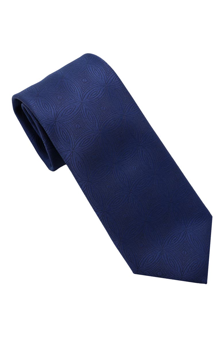 Sunburst Jacquard Tie, Main, color, NAVY/ BLUE