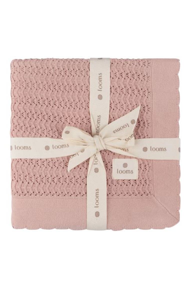 Ely's & Co. Looms Wave Collection - Knit Pointelle Blanket, Alternate, color, Rose