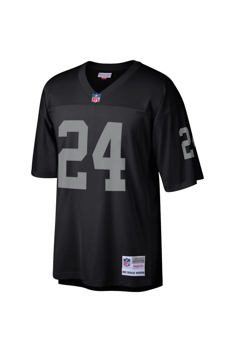 Men's Mitchell & Ness Charles Woodson Black Las Vegas Raiders Legacy Replica Jersey, Alternate, color, Black
