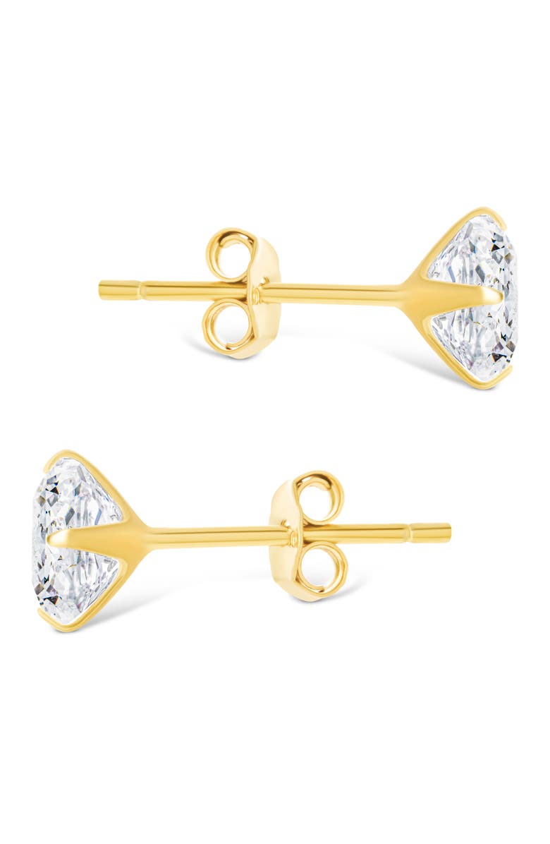 Sterling Forever Radiant Cut Cubic Zirconia Stud Earrings, Alternate, color, Gold