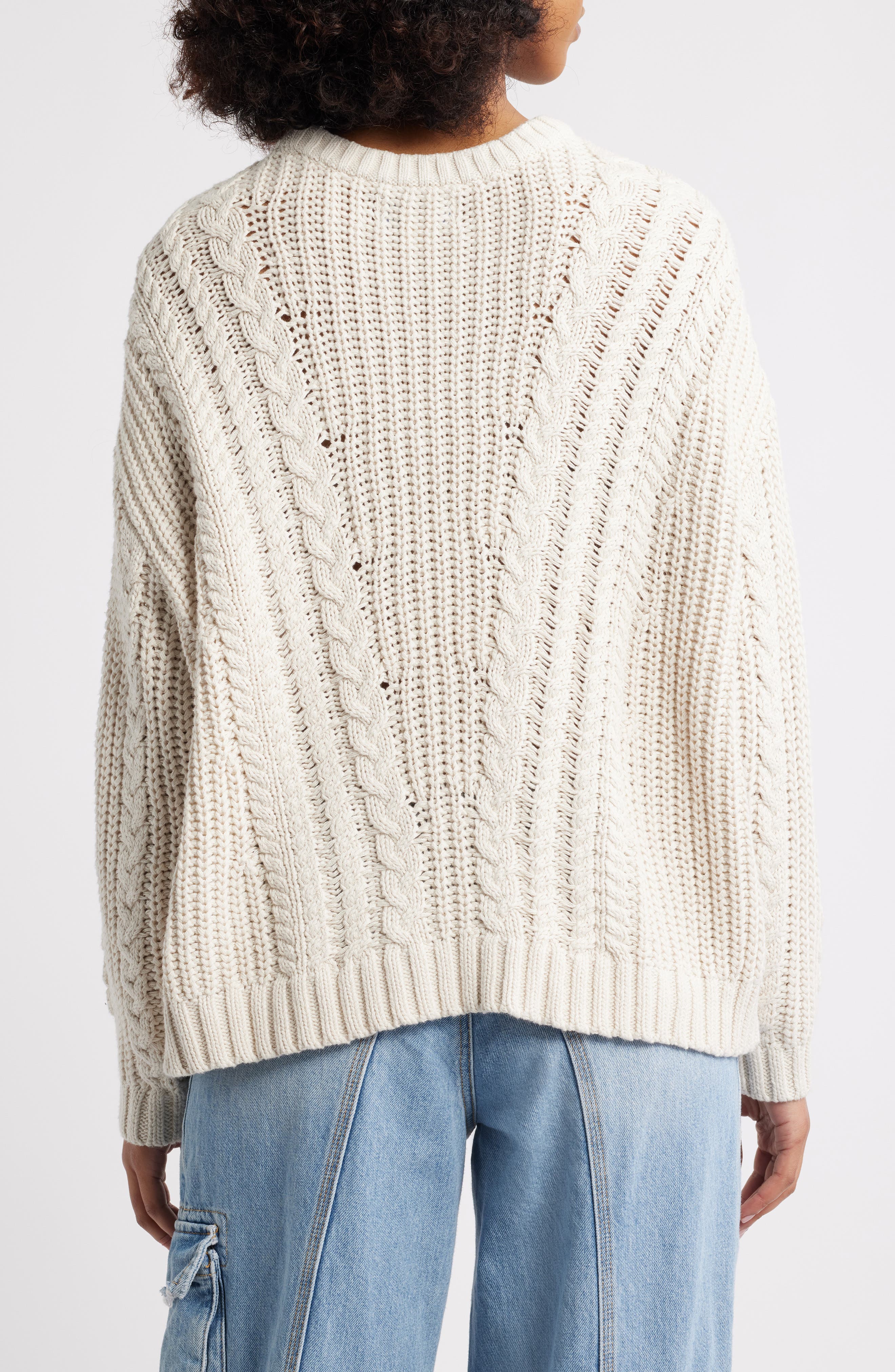 Magnolia Oversize Cable Stitch Cotton Sweater - image 2