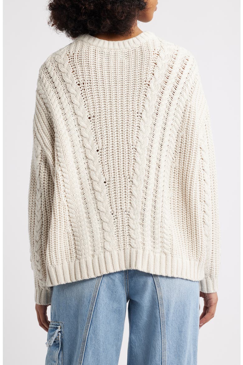Magnolia Oversize Cable Stitch Cotton Sweater, Alternate, color, IVORY