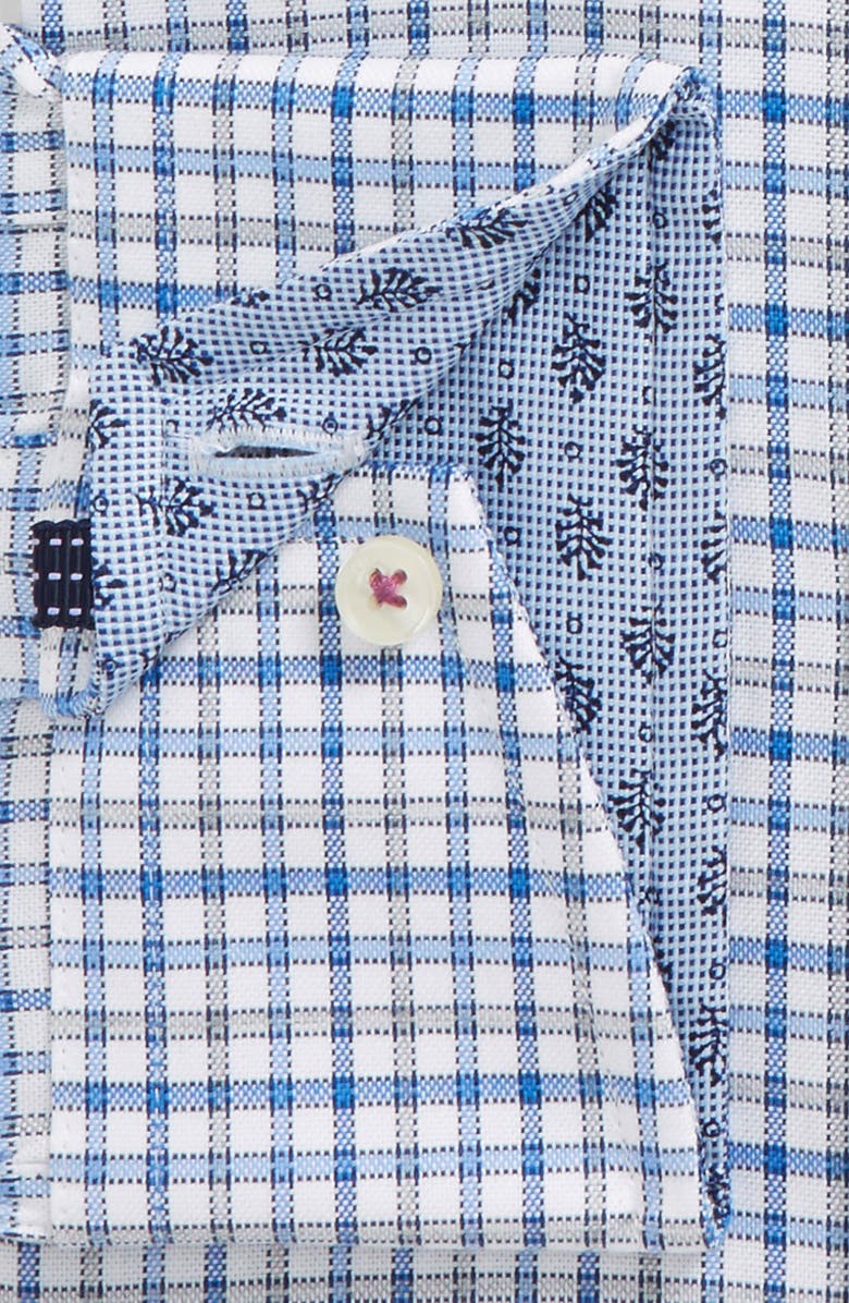 Ted Baker London Welsh Trim Fit Check Dress Shirt, Alternate, color, Blue