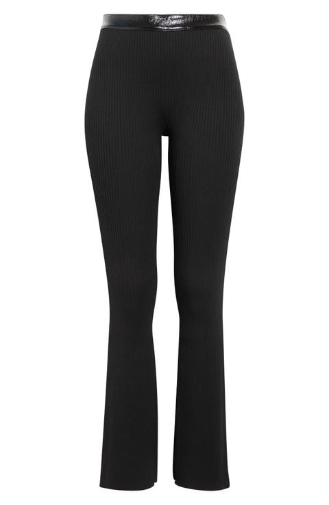 Vinyl Trim Rib Flare Pants