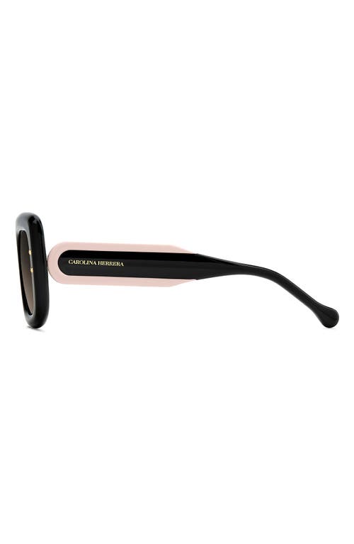 Carolina Herrera 49mm Small Gradient Rectangular Sunglasses In Black Pink/brown Sf