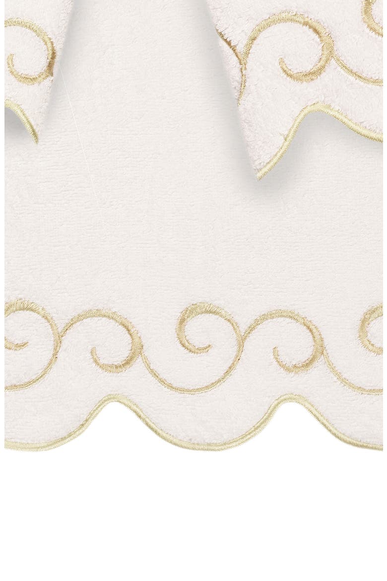 Simplicity Scalloped Scroll 3-Piece Turkish Cotton Towel Set, Alternate, color, WHITE/ BEIGE