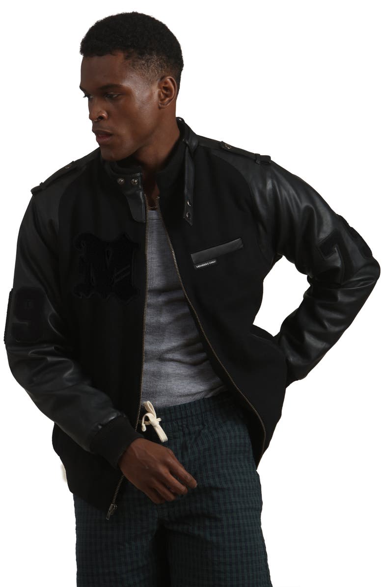 Members Only Men's Varsity Jacket, Alternate, color, Black