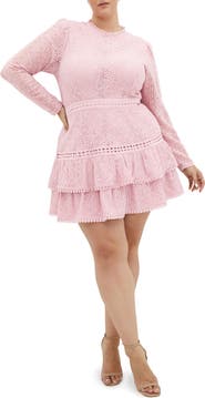 City Chic Gabriella Long Sleeve Lace Minidress
