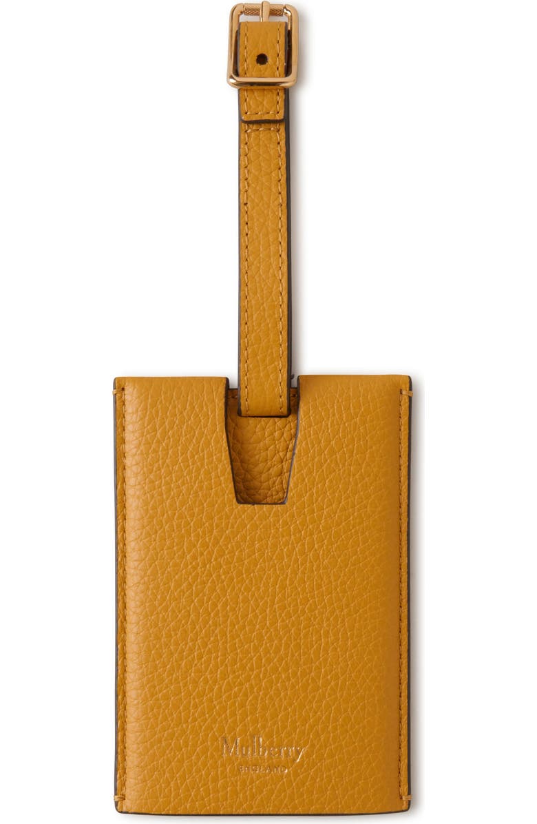 Mulberry Leather Luggage Tag, Main, color, Deep Amber