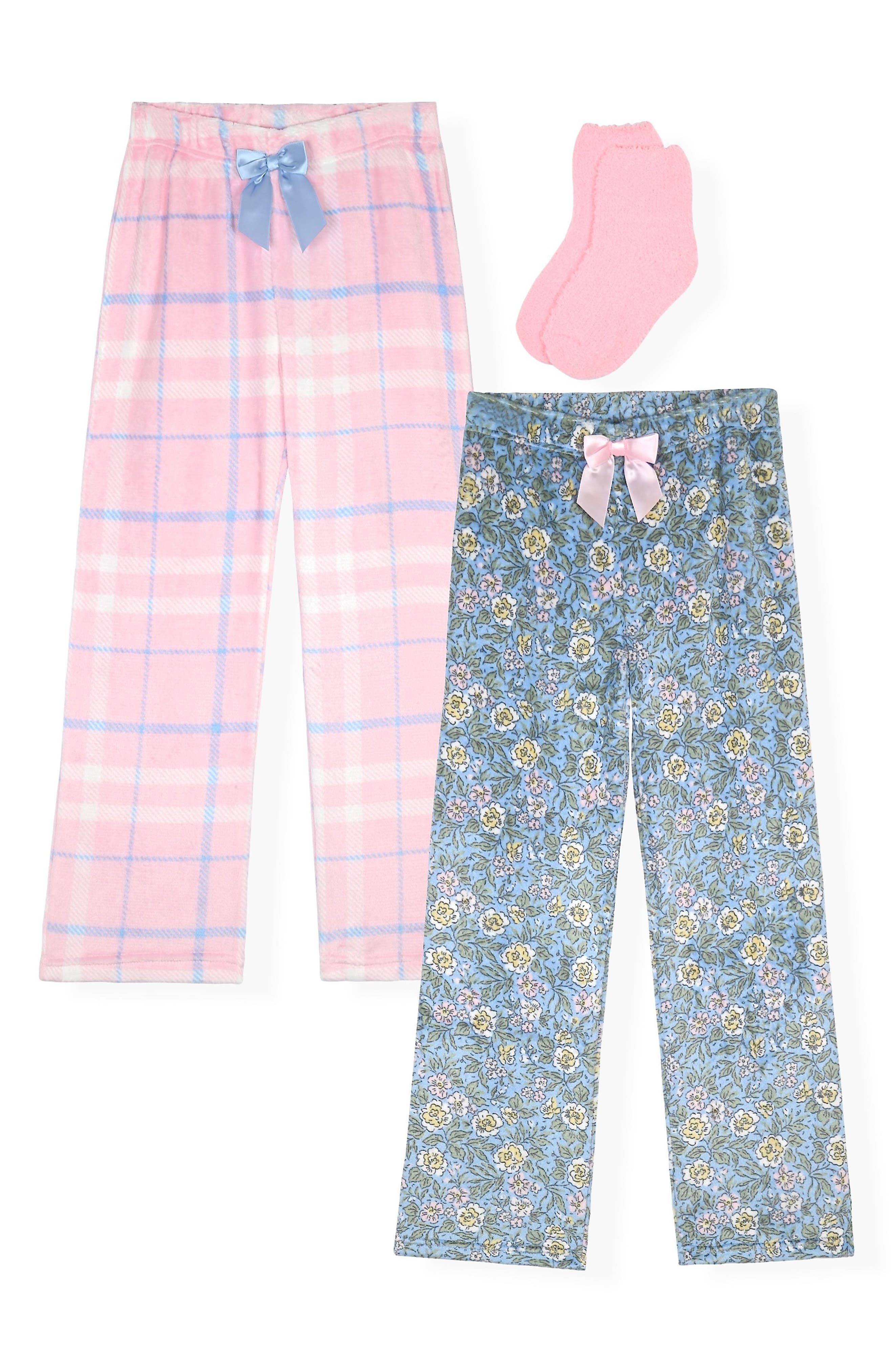 Kids' 2-Pack Fleece Pajama Pants with Socks