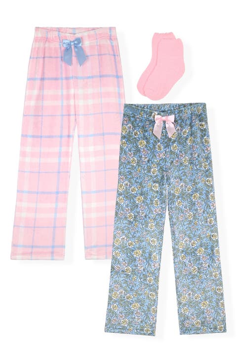 Kids' 2-Pack Fleece Pajama Pants with Socks