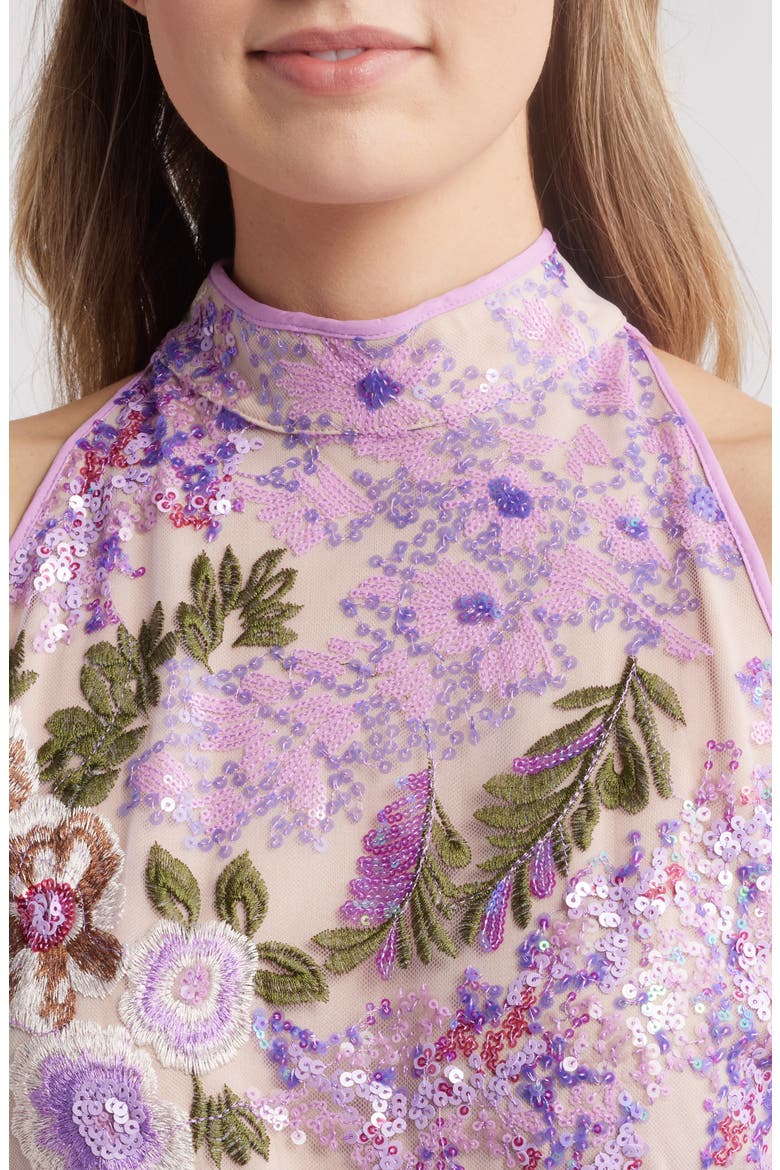 Floral Sequin High Neck Dress, Alternate, color, LAVENDER MULTI