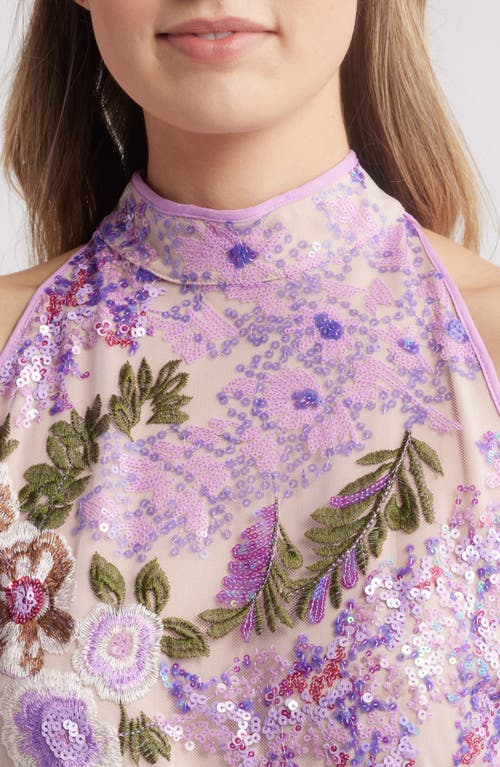 SAM EDELMAN SAM EDELMAN FLORAL SEQUIN HIGH NECK DRESS