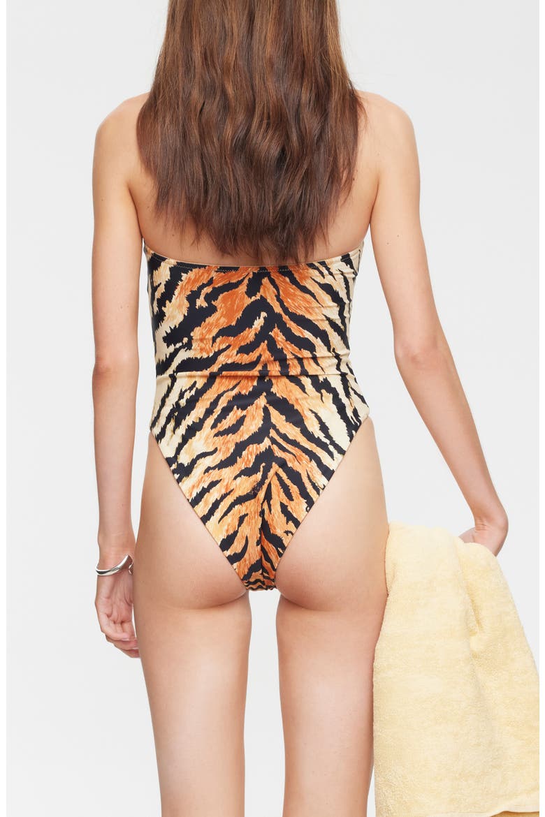 Gigi Strapless One-Piece Swimsuit, Alternate, color, TIGER