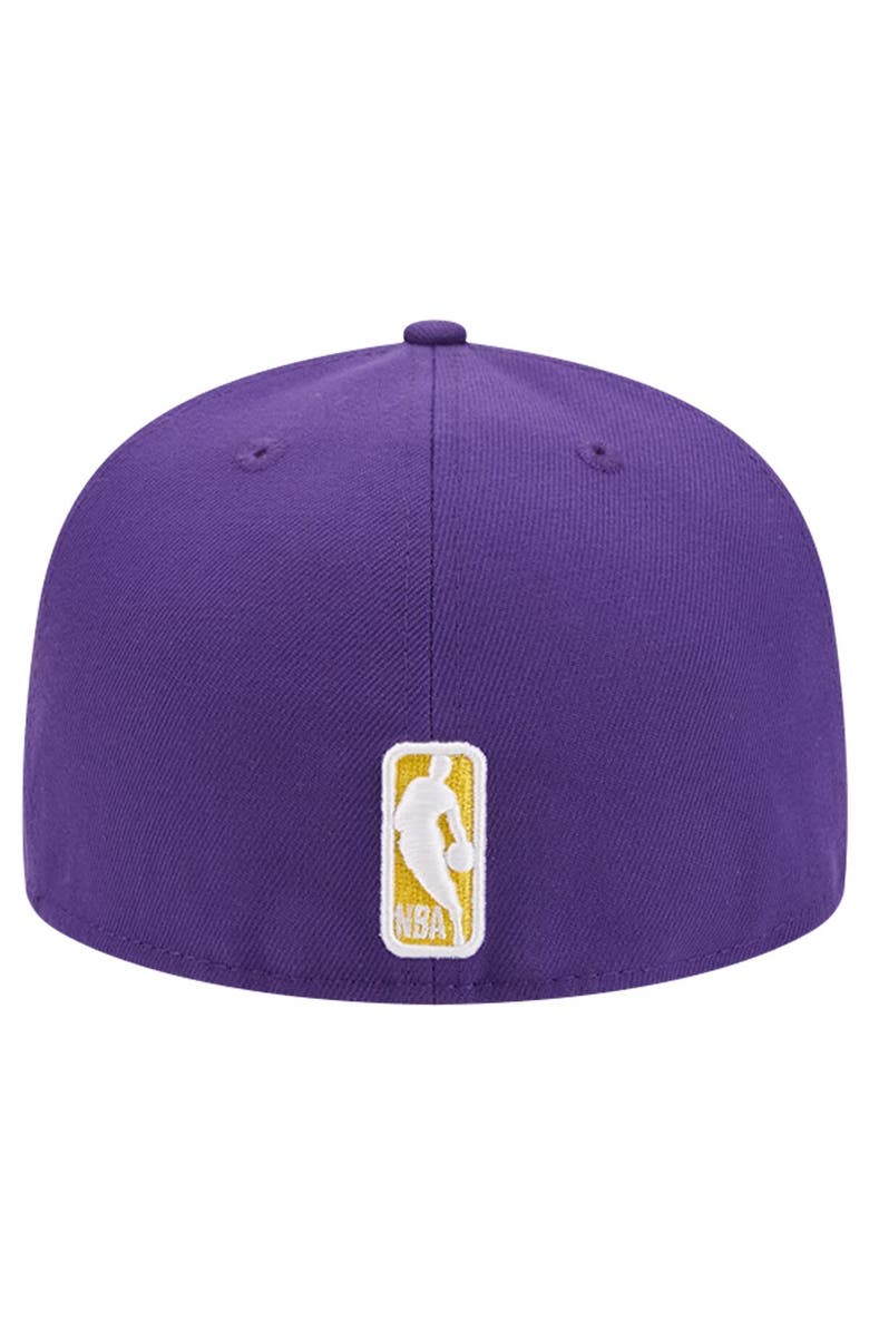 New Era Men's New Era Purple Los Angeles Lakers Court Sport Leather Applique 59FIFTY Fitted Hat, Alternate, color, Purple