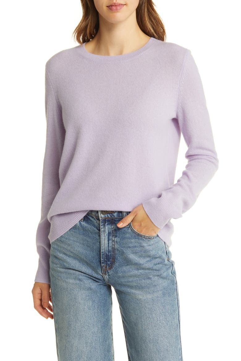 Cashmere Crewneck Sweater, Main, color, PURPLE BETTA