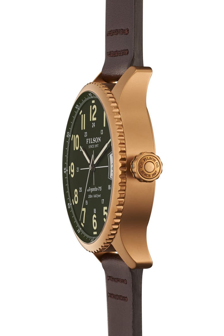 'The Mackinaw Field' Watch, 43mm, Alternate, color, BROWN/ GREEN/ GOLD