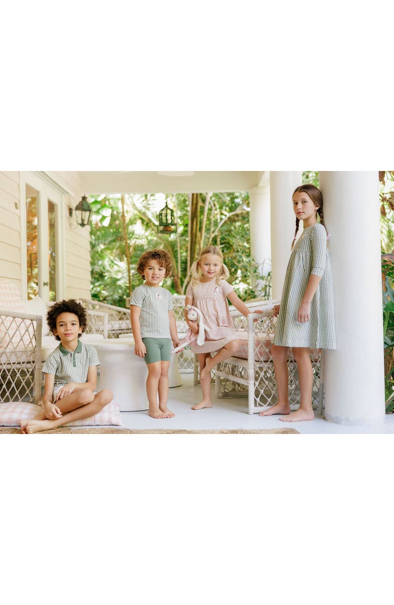 Ely's & Co. Gingham Owl Collection - Girls Short Sleeve Dress, Alternate, color, Sage