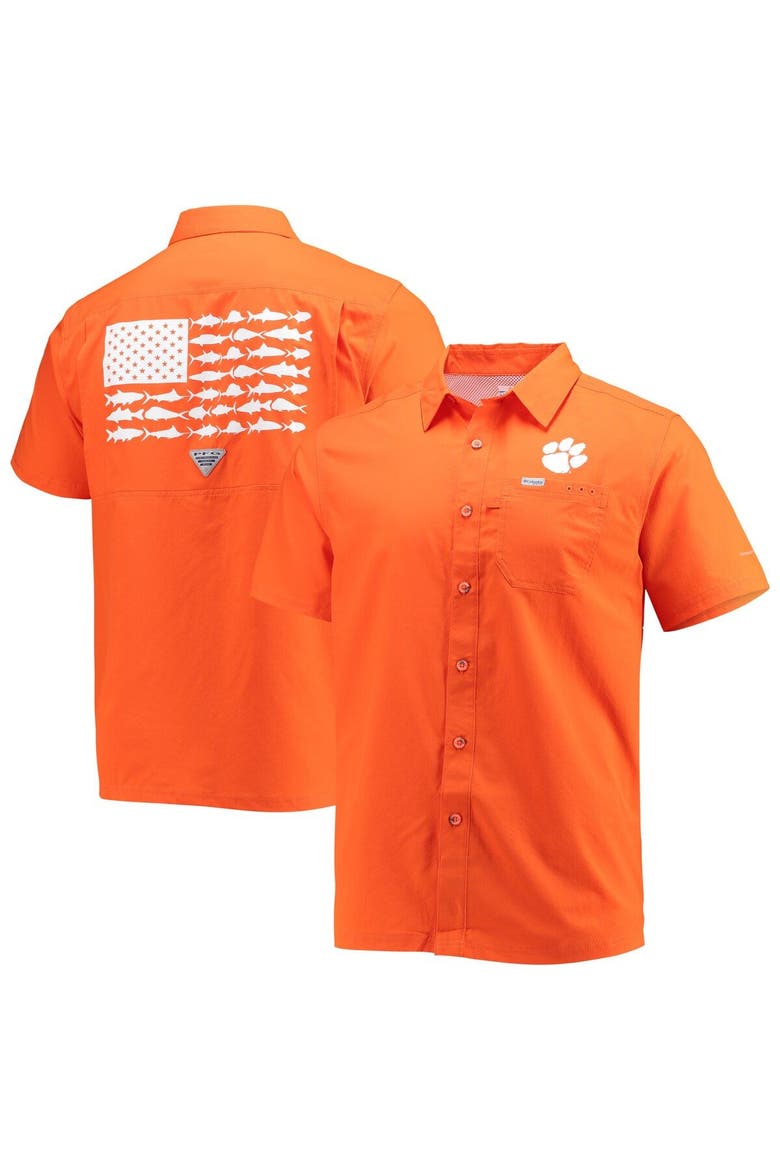 Men's Columbia PFG Orange Clemson Tigers Slack Tide Camp Button-Up Shirt, Main, color, Orange