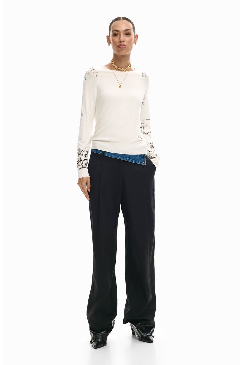 Fine Gauge Graphic Sweater, Alternate, color, IVORY