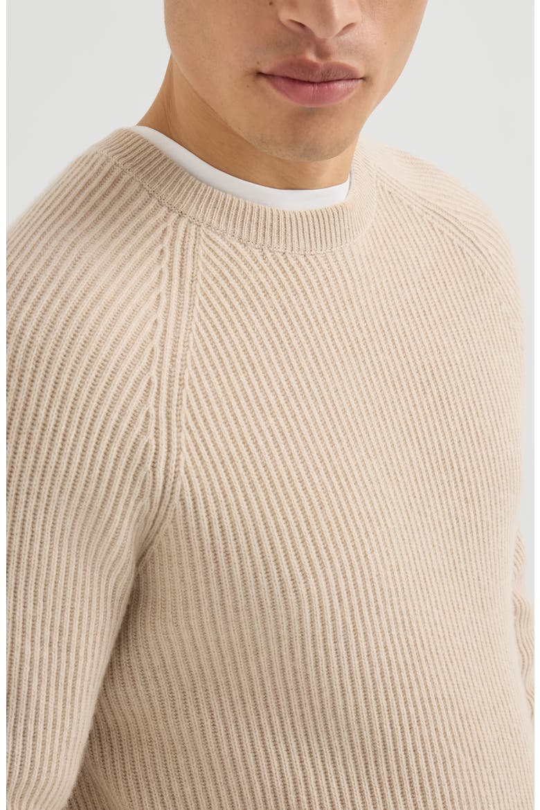 Cashmere English rib sweater with raglan sleeves, Alternate, color, Sand